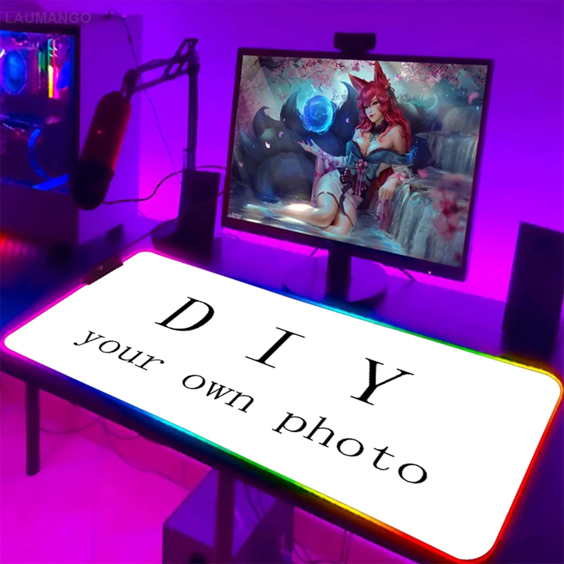 DIY Custom Personalized Mouse Pad RGB Illumination Large Gaming Mousepad Drop-Shipping Gamer Carpet Lighting Laptop LED Desk Mat