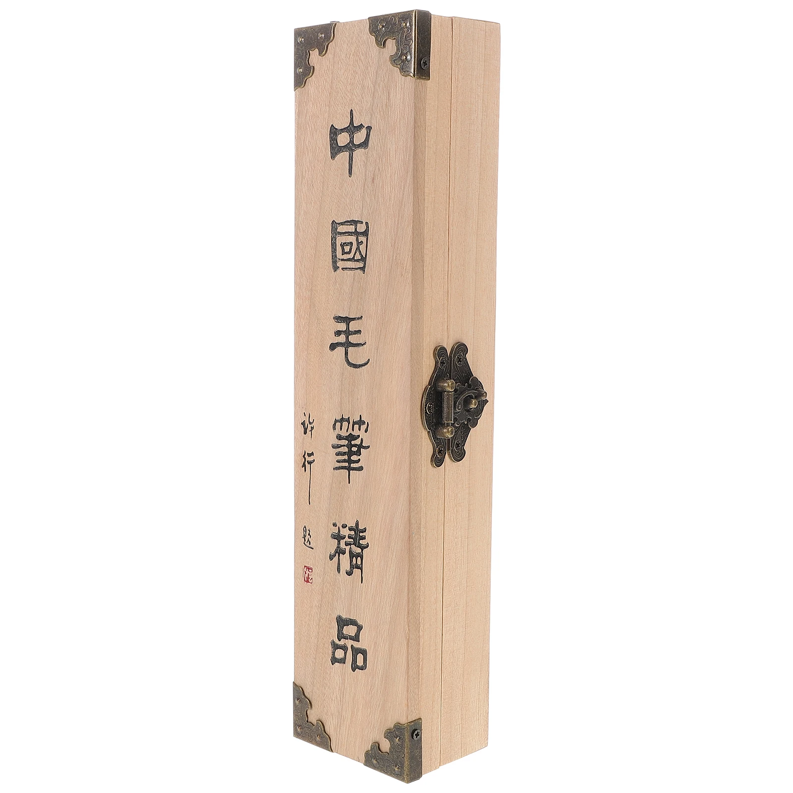 

Single Wood Calligraphy Brush Case Vintage Chinese Design Protective Storage Box Wooden Packaging Container