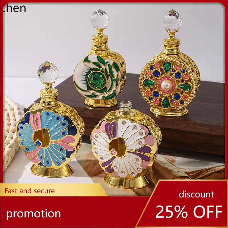 

YFY rose flower pattern middle eastern dubai style perfume bottle desert floral essence empty bottle