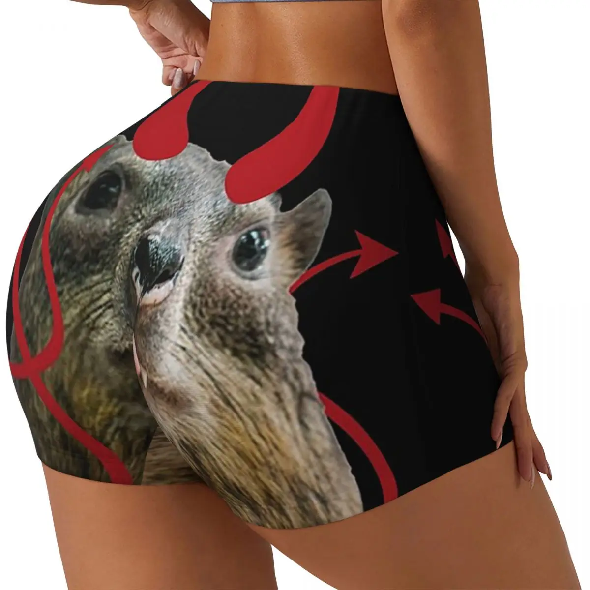Personalizado Rock Hyrax Devil Mulheres Ginásio Treino Correndo Shorts Atlético Voleibol Biker Yoga Shorts