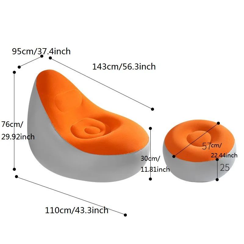 Camebust aufblasbare Sofa-Flock fläche hochwertige PVC-Fuß schemel schnelle Inflation faul Lounge