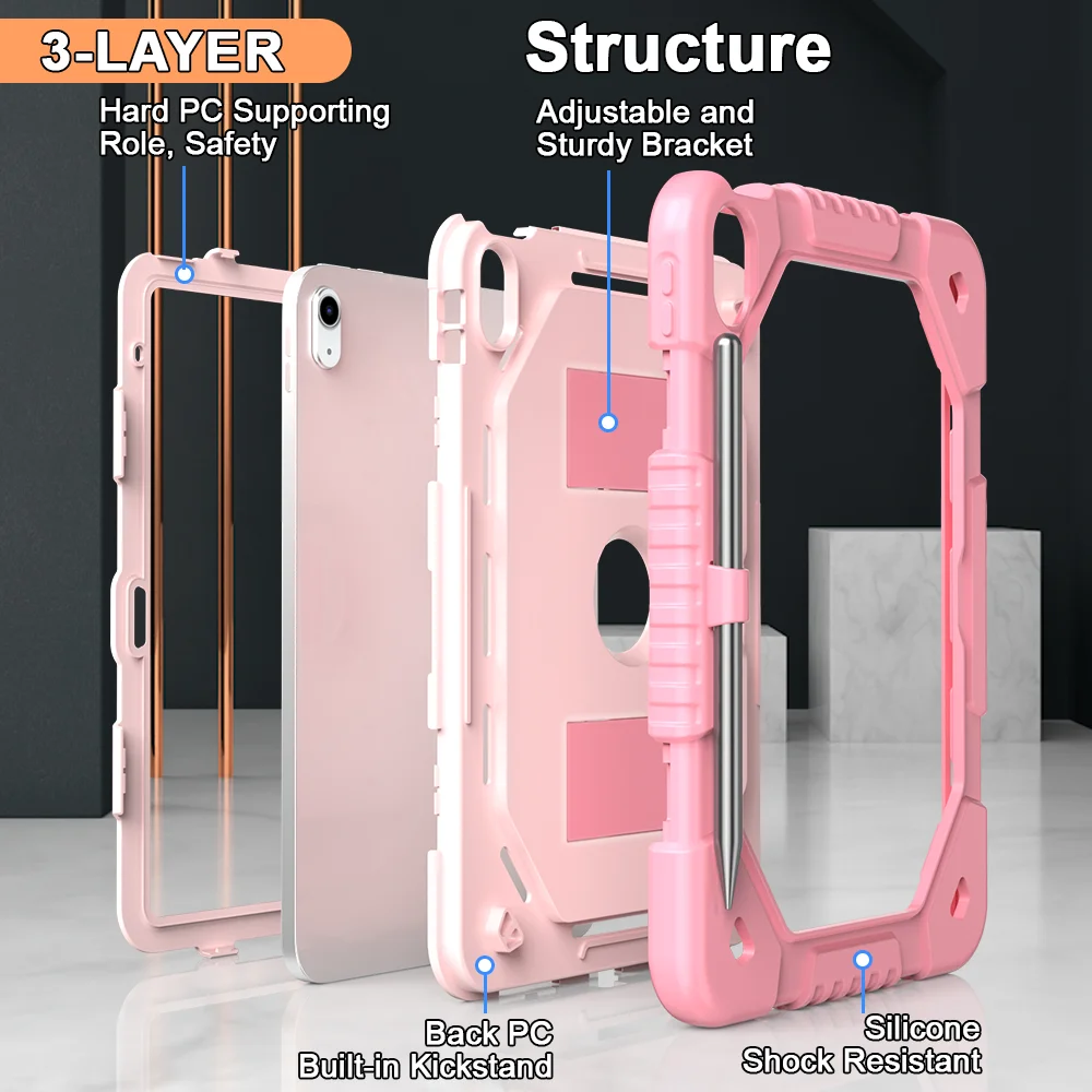 Rugged Stand Case Universal For iPad A16 2025 11th 10.9 2022 10th Gen A3354 A3355 A3356 A2757 A2777 A2696 Cover Shoulder Strap