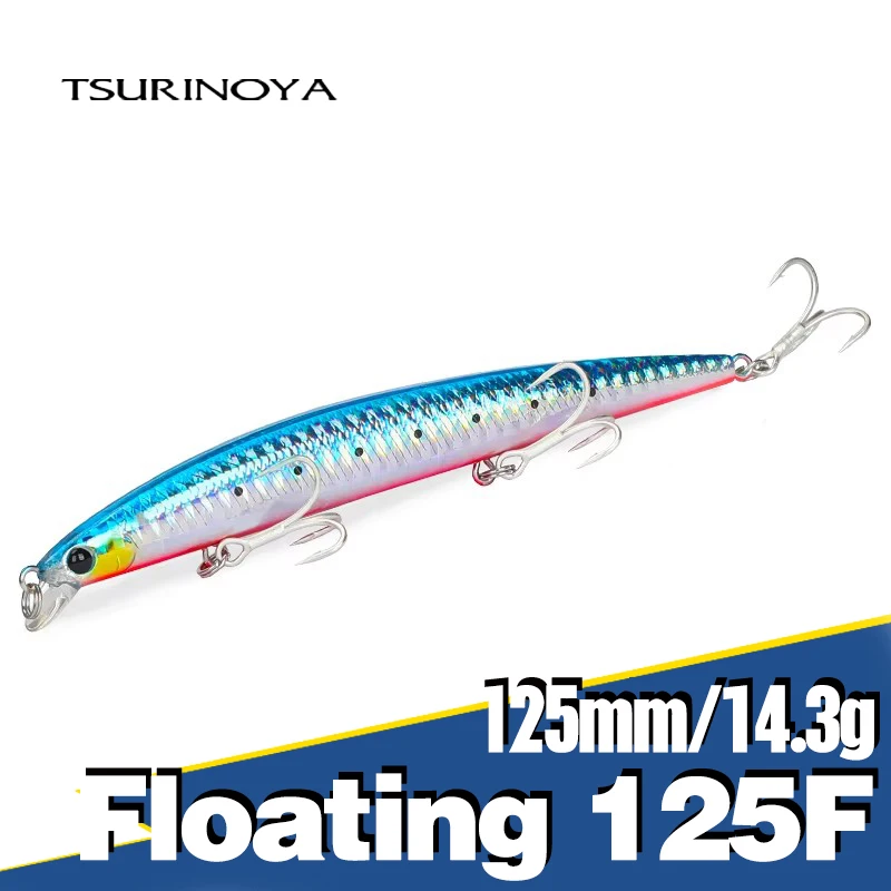 TSURINOYA Long Casting Minnow 125mm 14.3g Floating Stick Bait Fishing Lure Inshore Seabass Pike Saltwater Fishing Hard Bait