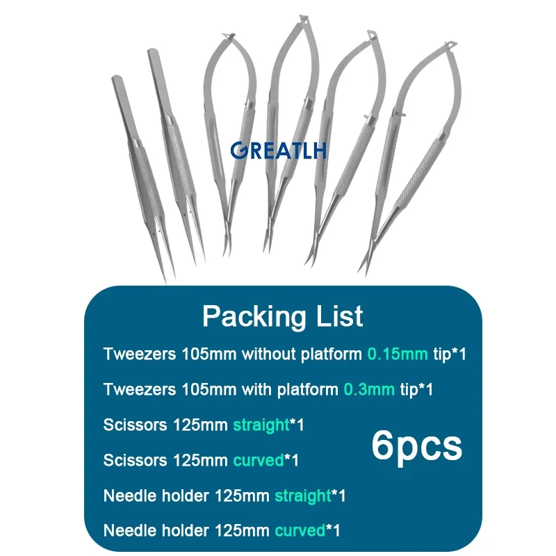 Imagem -02 - Agulha de Segurando Pinça Alicate Tesoura Plataforma Fórceps Instrumento Oftálmico Pcs Set Aço Inoxidável