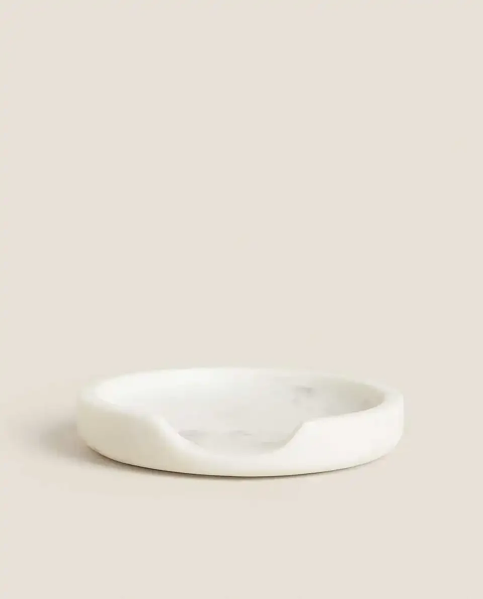 Customized Wholesale Household Small Natural White Marble Stone Round Spoon Holder Spoon Rack