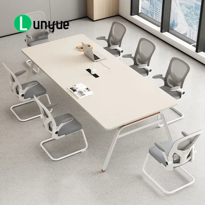 Modern Conference Table Long Office Desk Simple Reception Negotiation Training Meeting Room Furniture Large Size Durable Wood