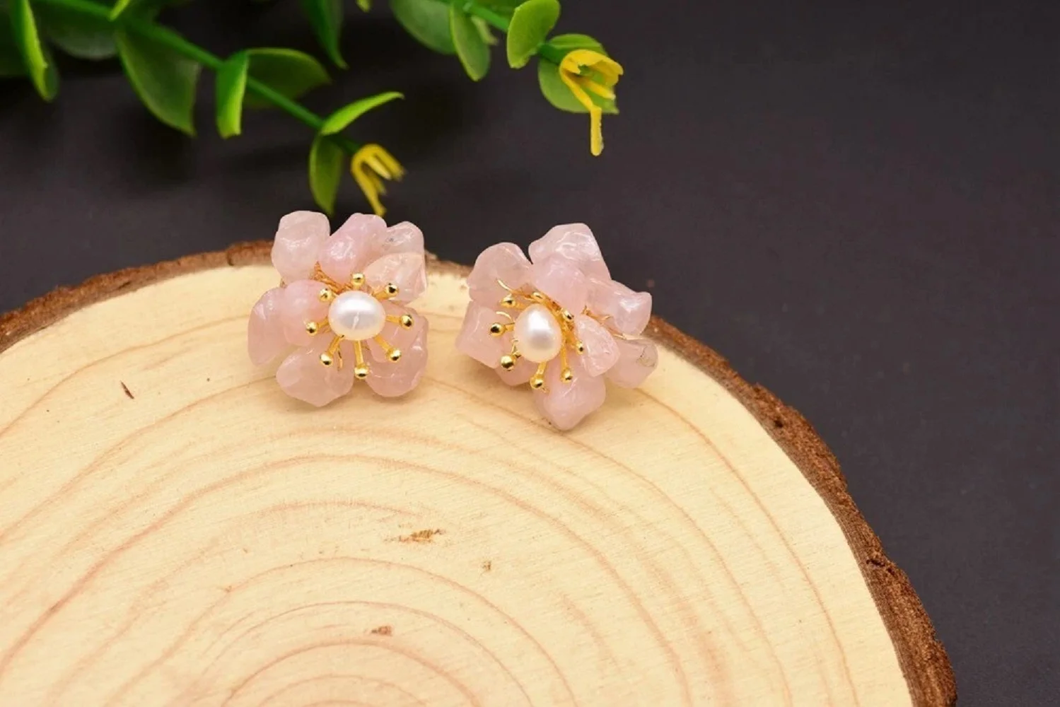 

Natural Earrings Flower Rose White South Sea Baroque Pearl Earrings 925S-