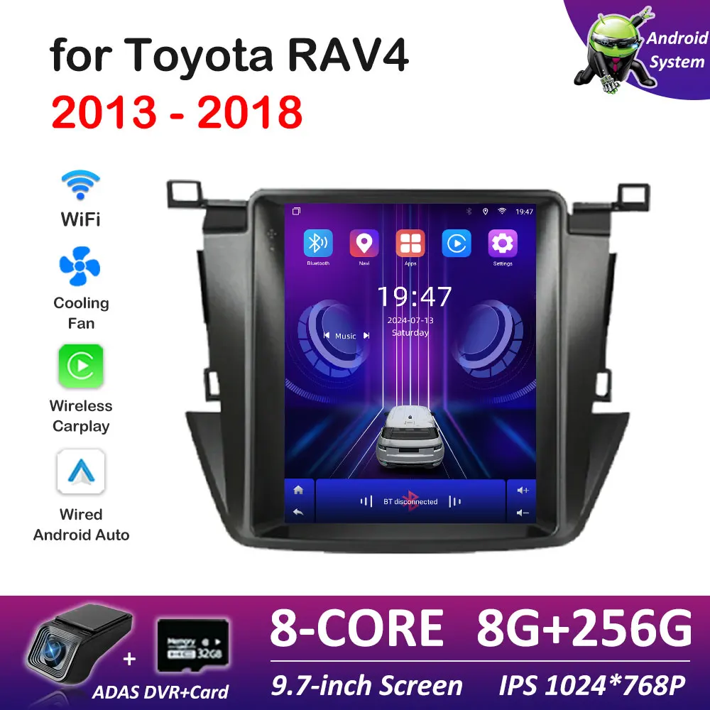 Navegación GPS estéreo DSP para Toyota RAV4 2013 2014 2015 2016 2017 2018 sistema inteligente inalámbrico Carplay Android Bluetooth 4G