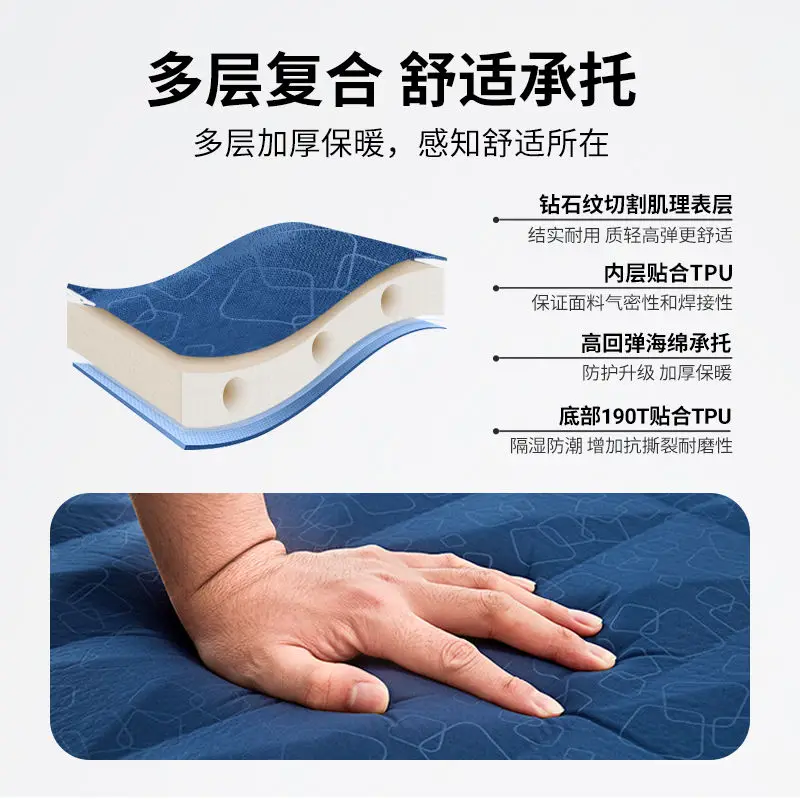 وسادة هوائية أوتوماتيكية قابلة للنفخ للتخييم في الهواء الطلق، سجادة أرضية سميكة مقاومة للرطوبة، مرتبة الجبن، سجادة أرضية #4