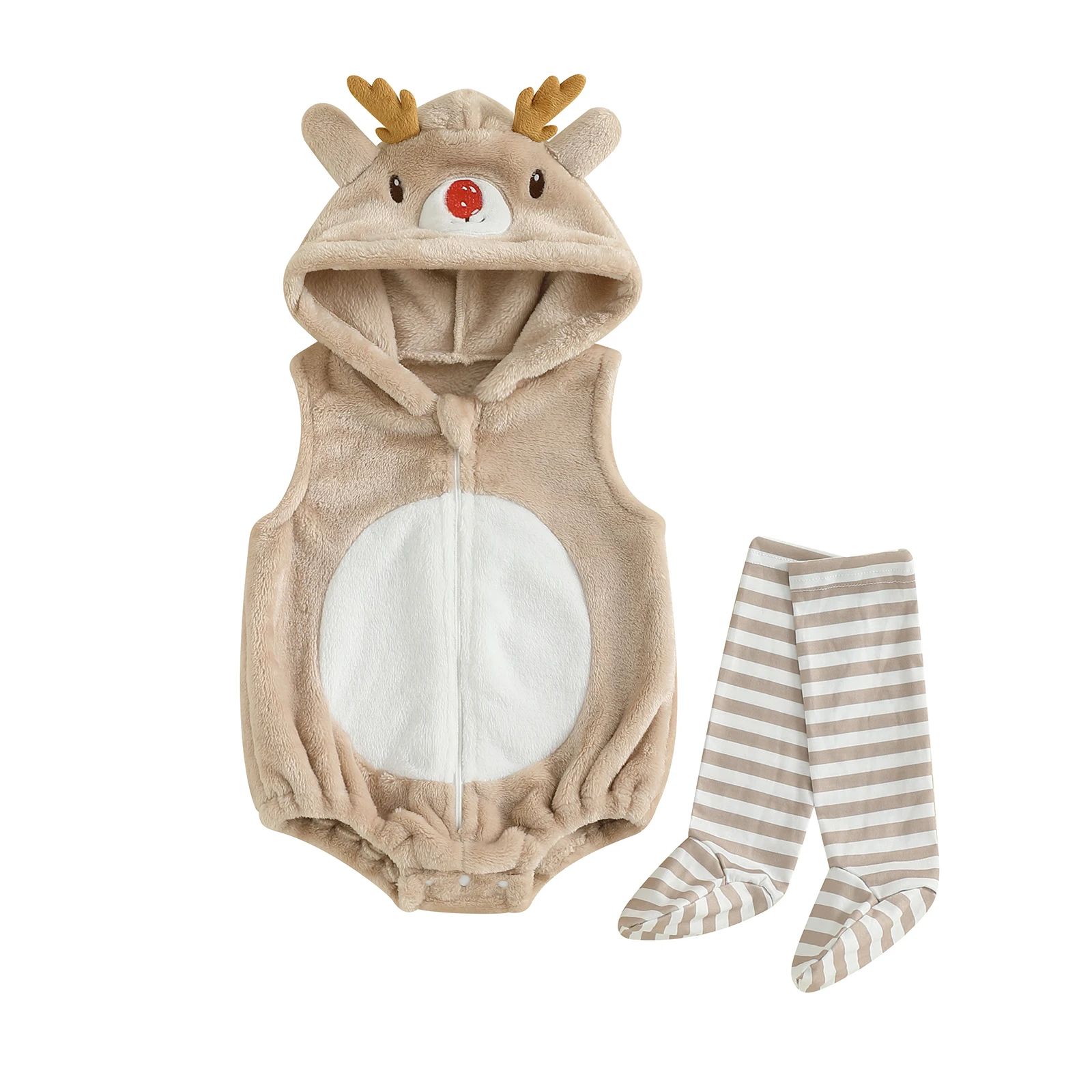 

Toddler Polar Bear Costume Fleece Hooded Jumpsuit with Matching Mittens and Booties Winter Outfit for Kids