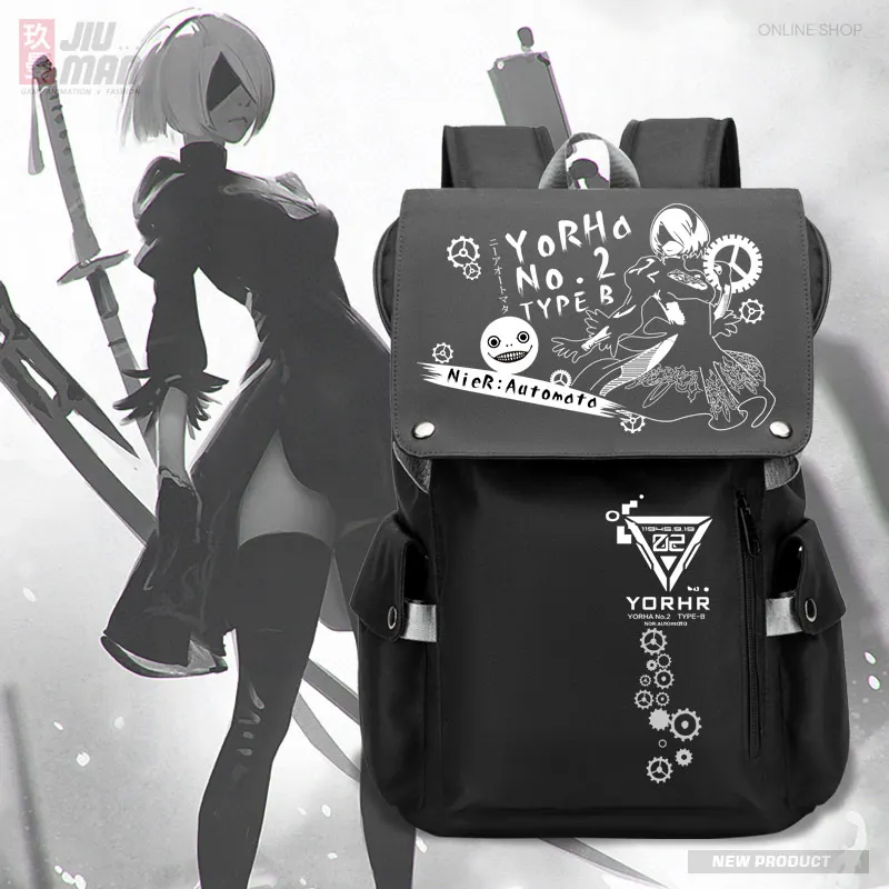 Imagem -06 - Nier: Automata Anime Bolsa de Livro Mochila com Zíper Anime Estudante Escola Computador Bolsa de Viagem