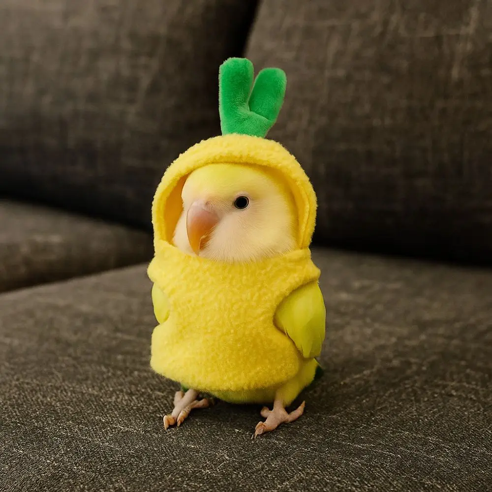 

Parrot Head Cover Soft Pineapple Bird Clothes Windproof Breathable Bird Transform Clothing Warm Parrot Costume Photo Prop
