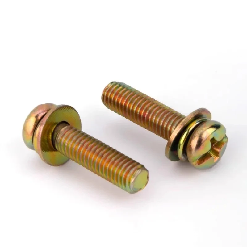 

M3-M8 Color Zinc Plated Carbon Steel Pan Head Cross Recessed Screws with Flat & Spring Washers / Phillips Machine Screw Kit