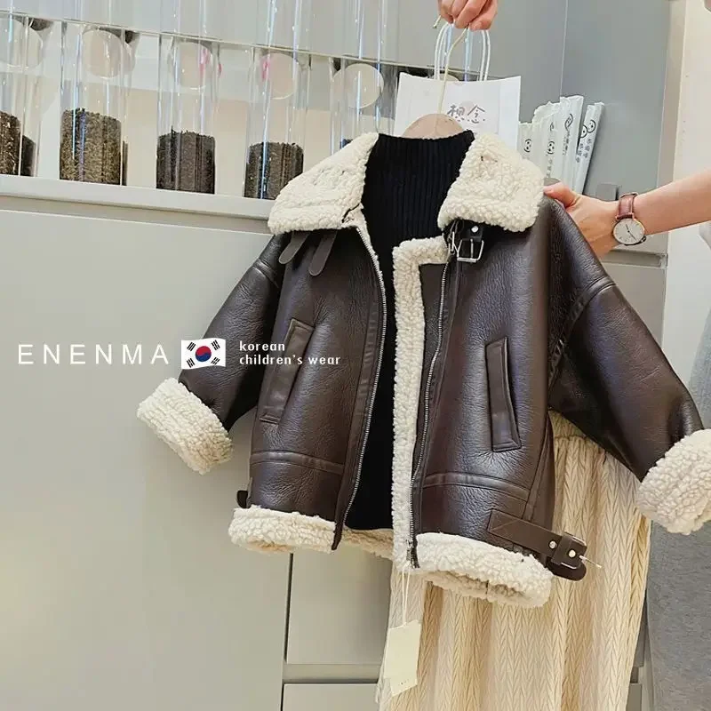 Korean Version Winter Coats 2024 Outerwear Girls Warm Fleece Jacket Baby Girls Jackets for Autumn Winter Children Clothing TY88