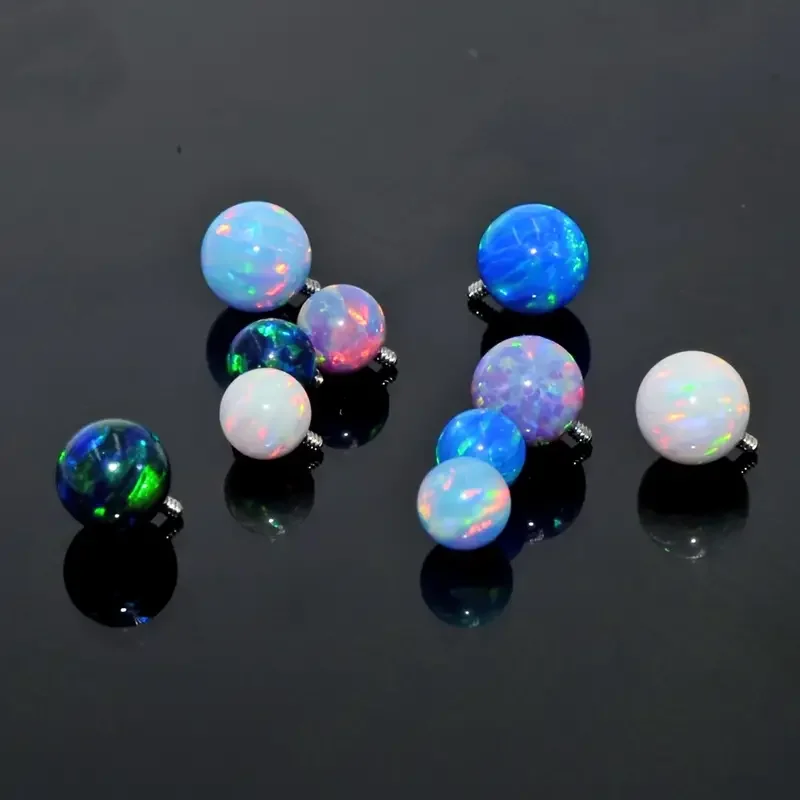 1PC Titanium Opal Ball Circular Ring Horseshoe Barbell Nose Ring Ear Tragus Cartilage Helix Earring Stud Labret Lip Ring Jewelry