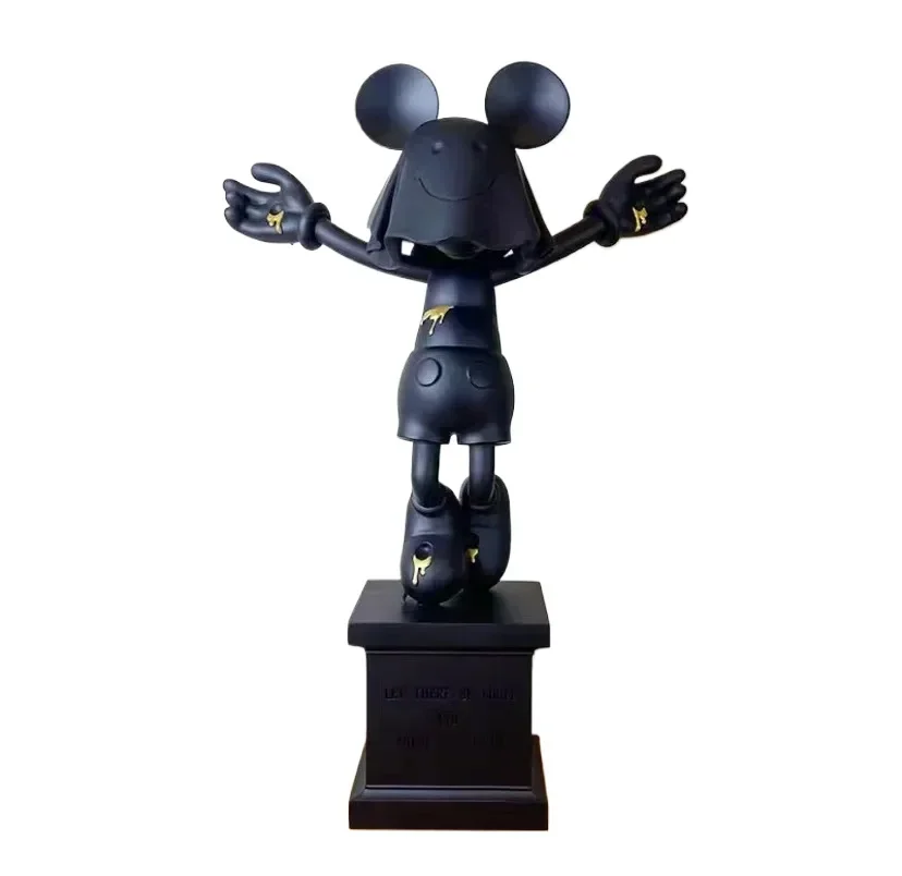 45cm Disney Mickey Mouse Anime Figure Jointly Signed Jesus Standing Statue Masked Cross Model Home decoration birthday present