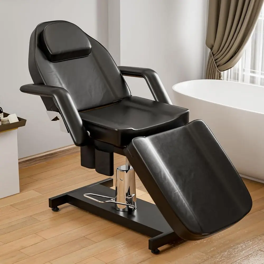 

Adjustable Height Swivel Tattoo Chair with Massage and Storage, Black
