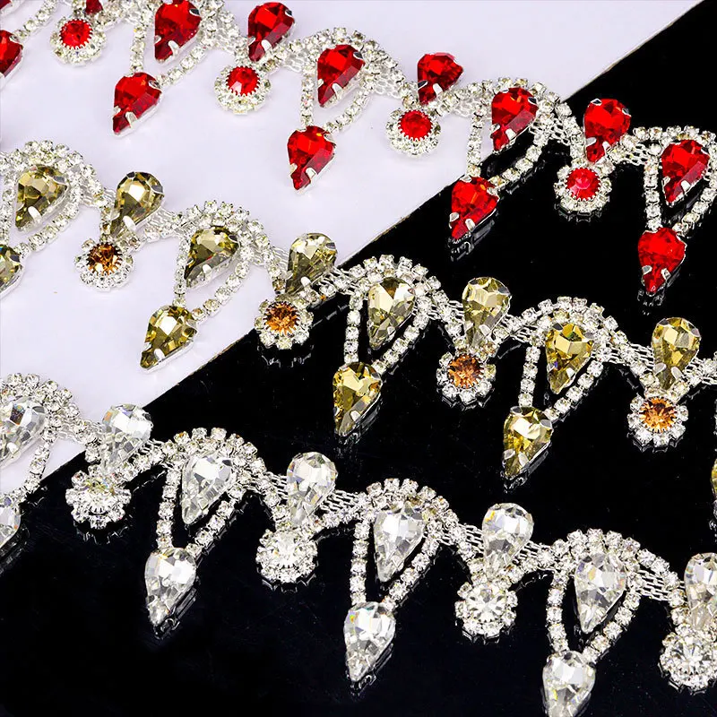 

Patterned Yard Chain Tassel Chain 1 Yard Crystal Diamond Trim For Clothing Hand-Sewn Rhinestone DIY Bridal Handmade Accessories