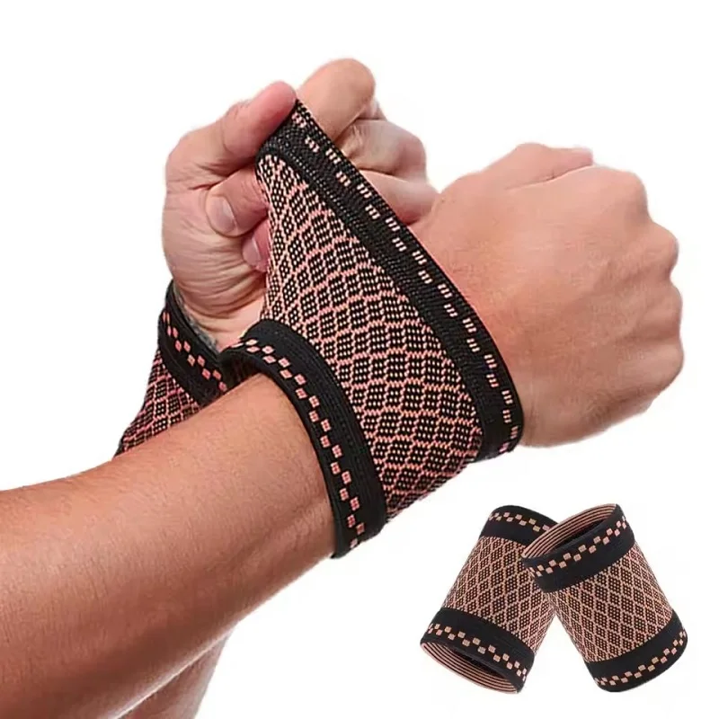 1 Paar Handgelenkschutz aus Kupfer, elastisch, gestrickt, Kompression, professioneller Sport, Fitness, Handgelenkstütze, Handgelenkschutz, Fitnessstudio, Training