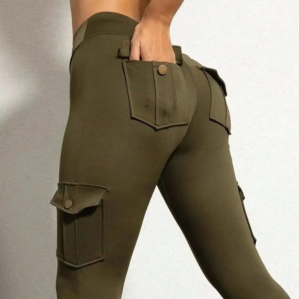 Women's Yoga Pants Buttocks Pocket Tight Pants FemaleSports Fitness Cargo Pants Hip Lifting Breathable Travel Streetwear
