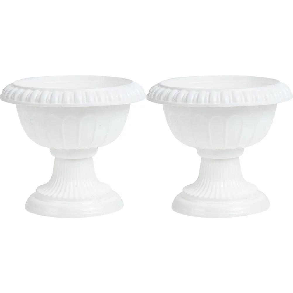 2 Pcs Front Door Flowerpot Vase for Flowers European Style Holder White Plastic