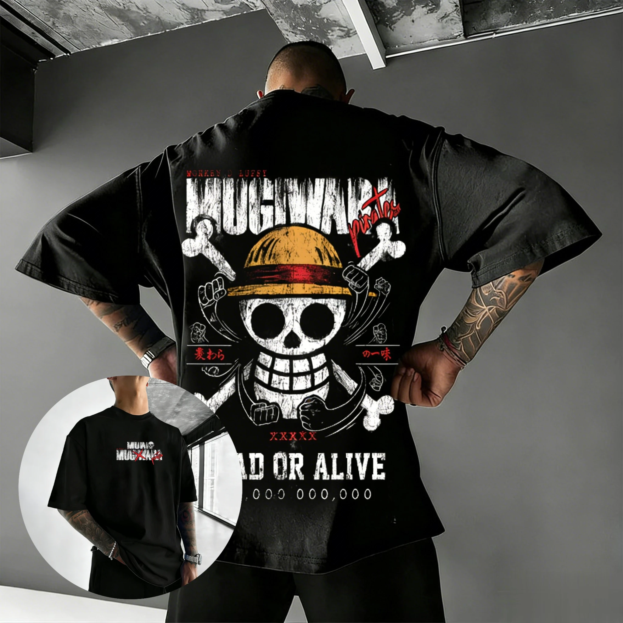 

Футболка One Piece с принтом аниме-графики «Череп Луффи», унисекс, для детей, мужчин и женщин, летняя, 2026, оверсайз, хлопковая, с коротким рукавом, уличный стиль