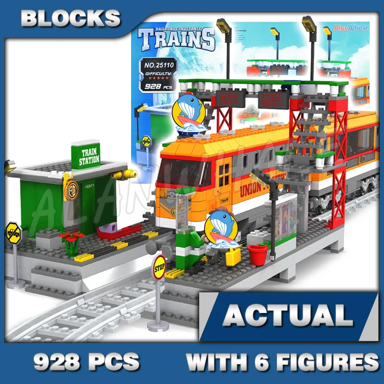 791pcs Treni urbani Cargo Container Camion Gru Carro Armato Auto Carrier 25110 Building Blocks Set Compatibile Con Il Modello