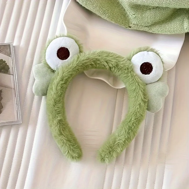 1 süßes Frosch-Plüsch-Haarband, geeignet für Frauen – weiches und bequemes Gesichts- und Haar-Accessoire, niedliches Frosch-Design – Detail 5