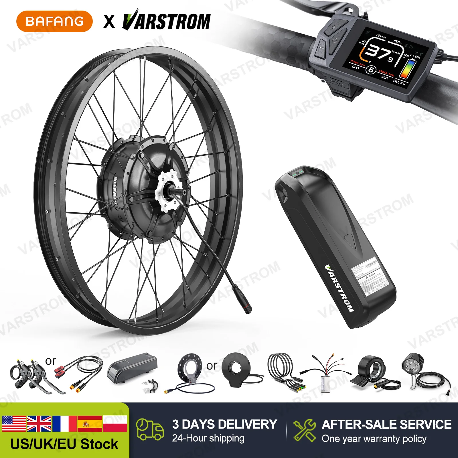 [Shipped from the USA] BAFANG G062 48V 1000W Wheel Hub Motor kit with 20AH Battery 30A Cell,26/20inch x 4.0" Fat Tire Rear Disc Brake Driver Conversion Kits 8fun H550 Drop Out 175mm for Snow/Beach/Fat Bike w/ Display DZ40 SW2-M58 EKD01 VD04