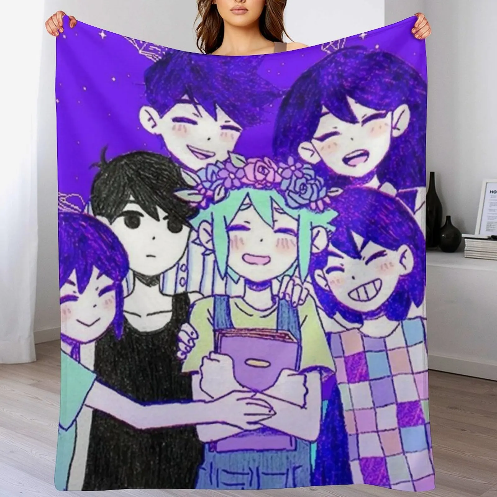 

Omori Character II Throw Blanket halloween Furrys Weighted Flannel Fabric Blankets