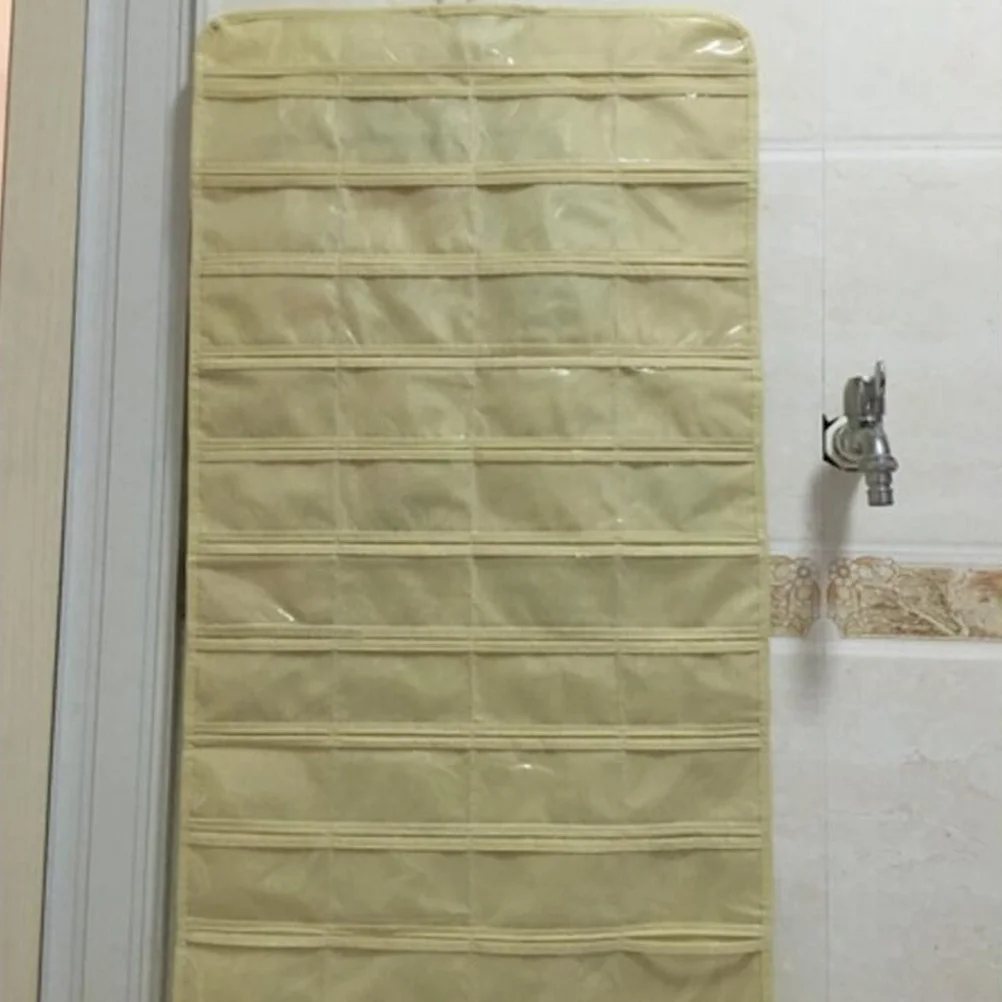 حامل مجوهرات بيج 80 جيوب على الوجهين، منظم تعليق، قماش غير منسوج ممتاز، حقيبة تخزين نافذة PVC شفافة