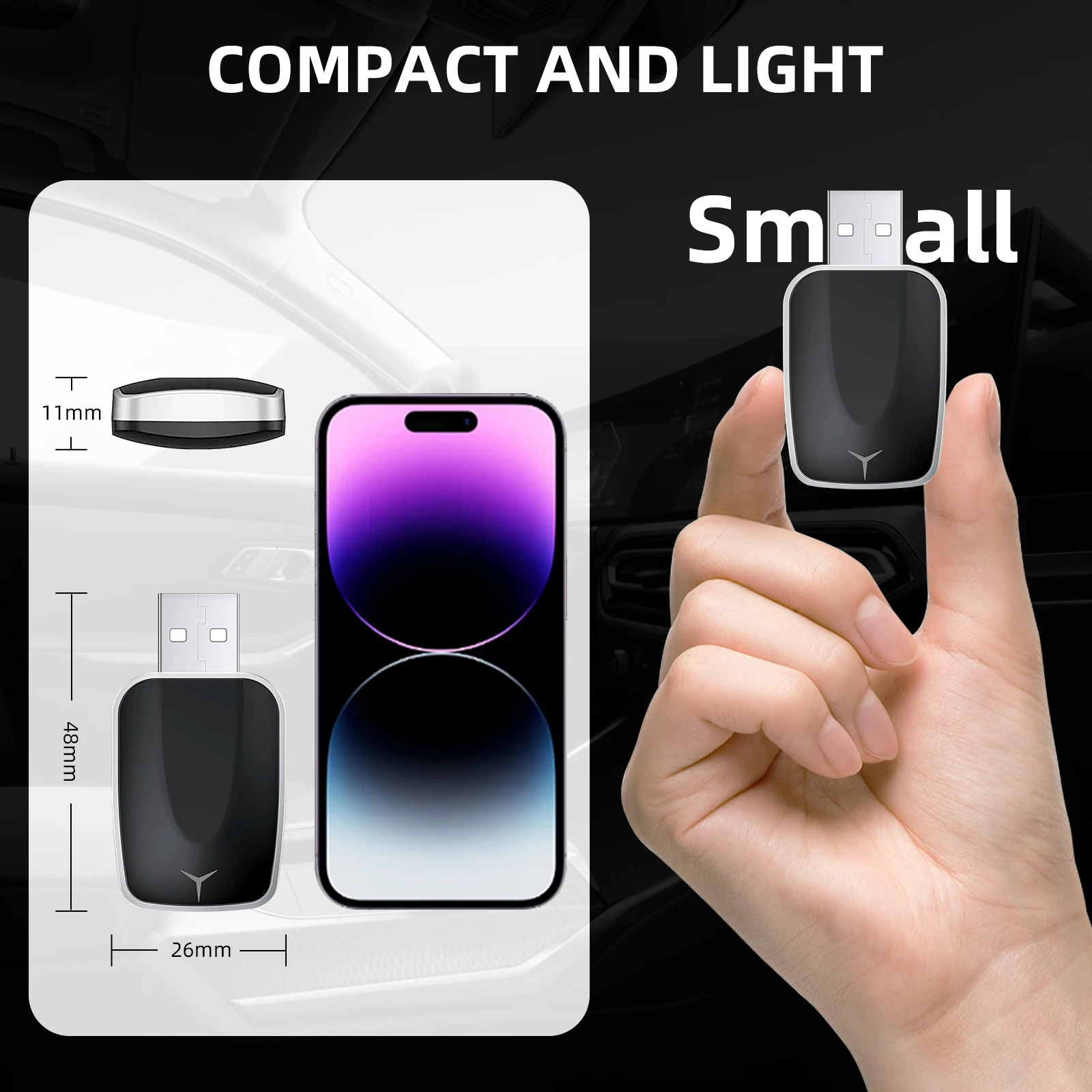 2 in 1 Carplay Android Auto Wired to Wireless AI Box Smart Mini Adapter, Compatible with 99% of Cars, Plug and Play