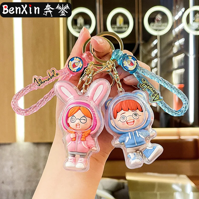 Брелки для пар кукол Miniso, машины с когтями уличного киоска, изысканные подвески для автомобильных сумок