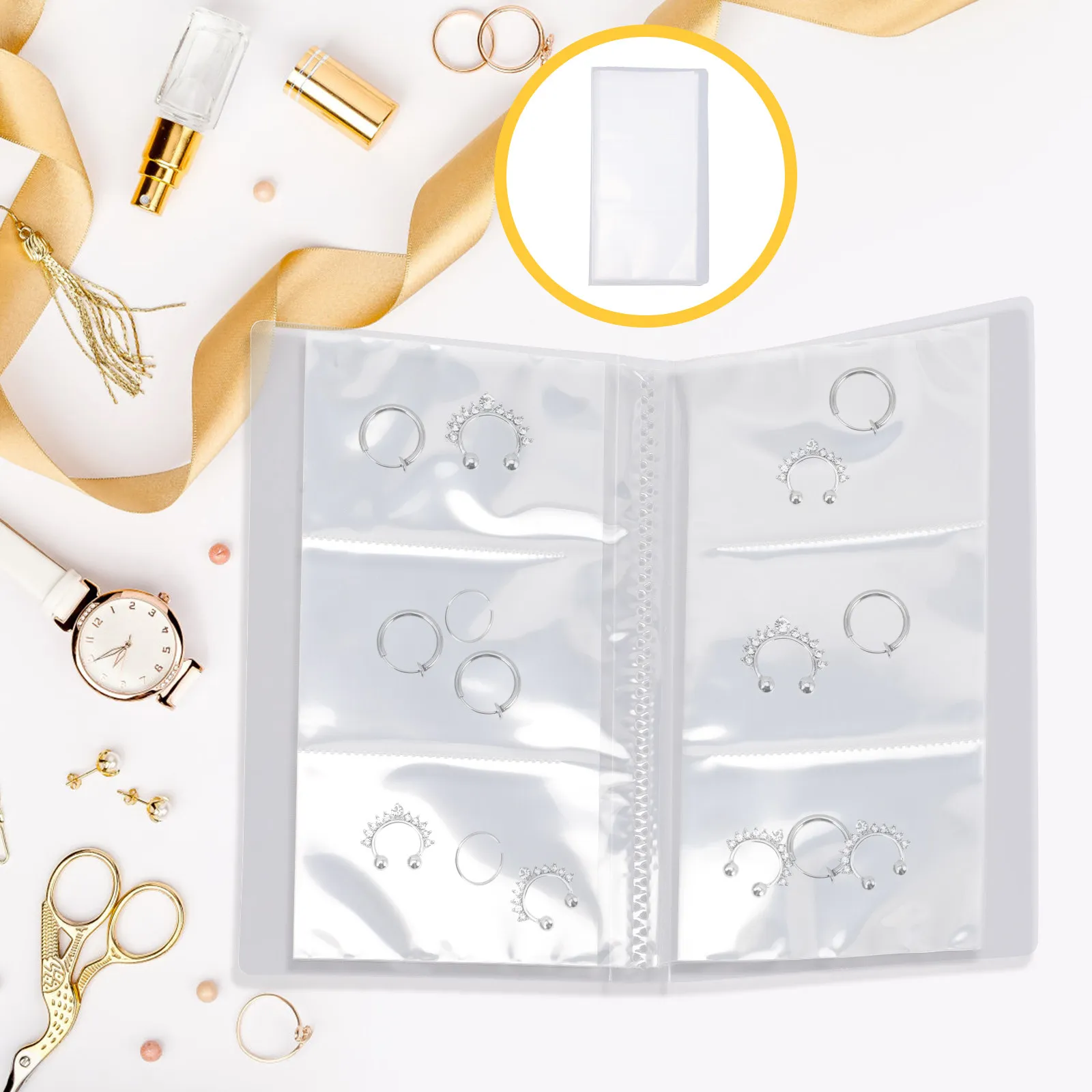 Clear PVC Jewelry Storage Album for Travel Home Use Holds Earrings Rings Necklaces Beads Buttons Transparent Jewelry Book