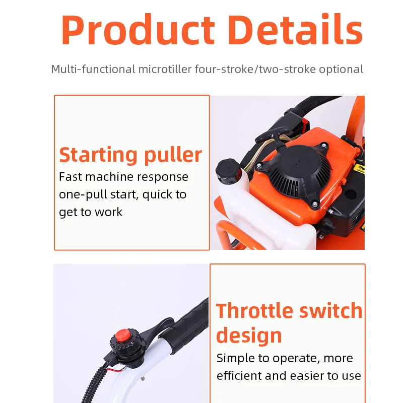 مايكرو الغاز المزارع 4 السكتة الدماغية 2 السكتة الدماغية آلة الحراثة الصغيرة الروتاري آلات الحراثة الزراعية فروي تخفيف
