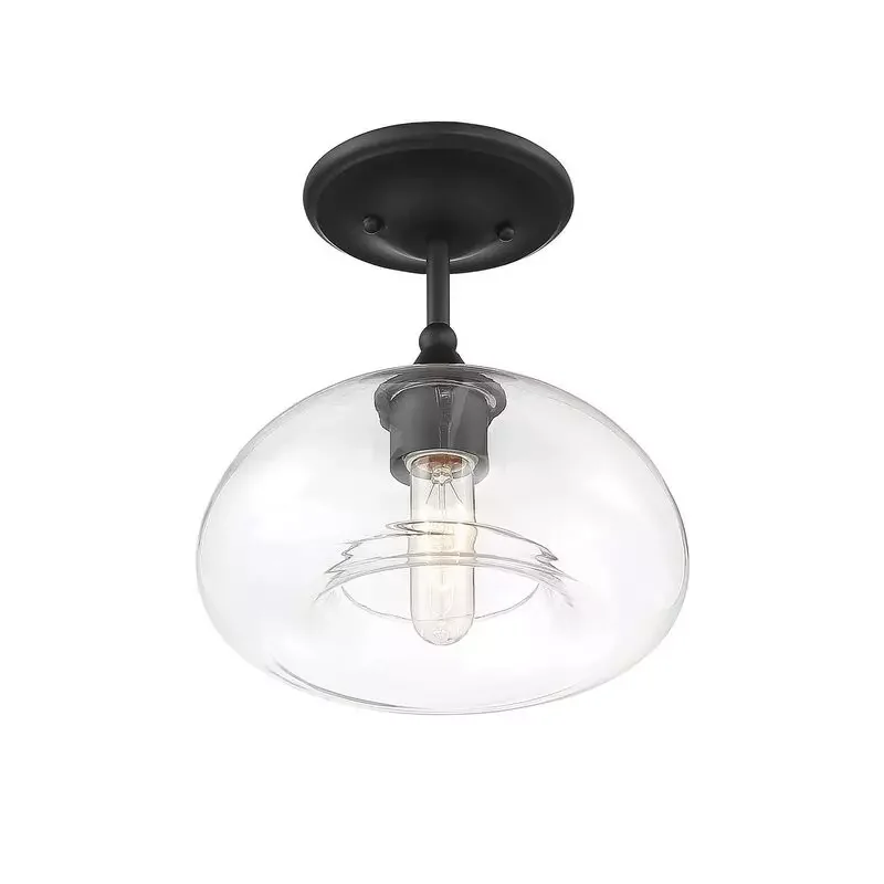

Semi-recessed ceiling lamp, brass ceiling lamp with transparent glass shade