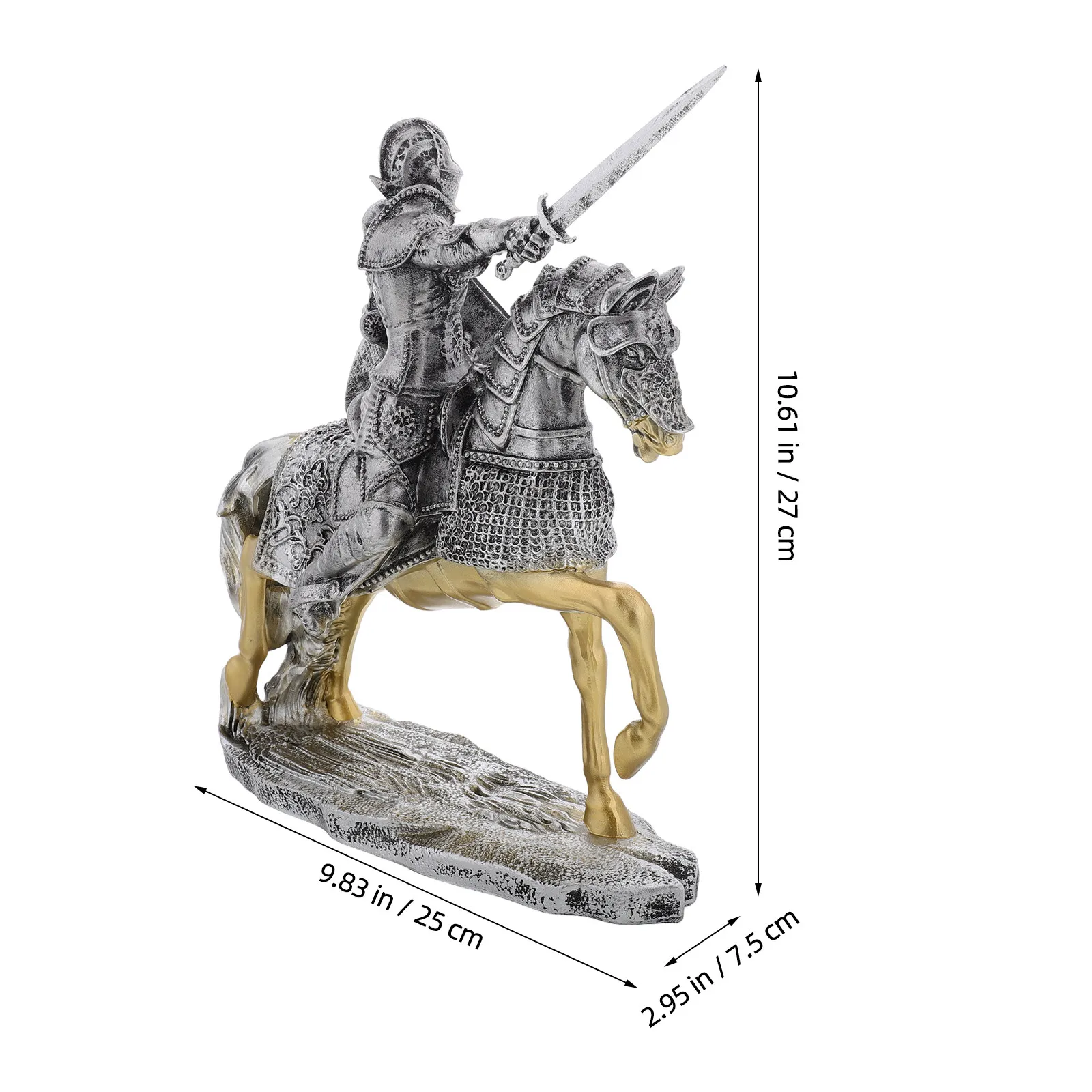 Resin Medieval Knight Sculpture Vintage Style for Desk Home Office Decoration Miniature Miniature Desk Figures