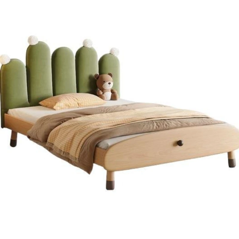 Solid wood bed children and girls small apartment children's room modern simple childlike princess bed