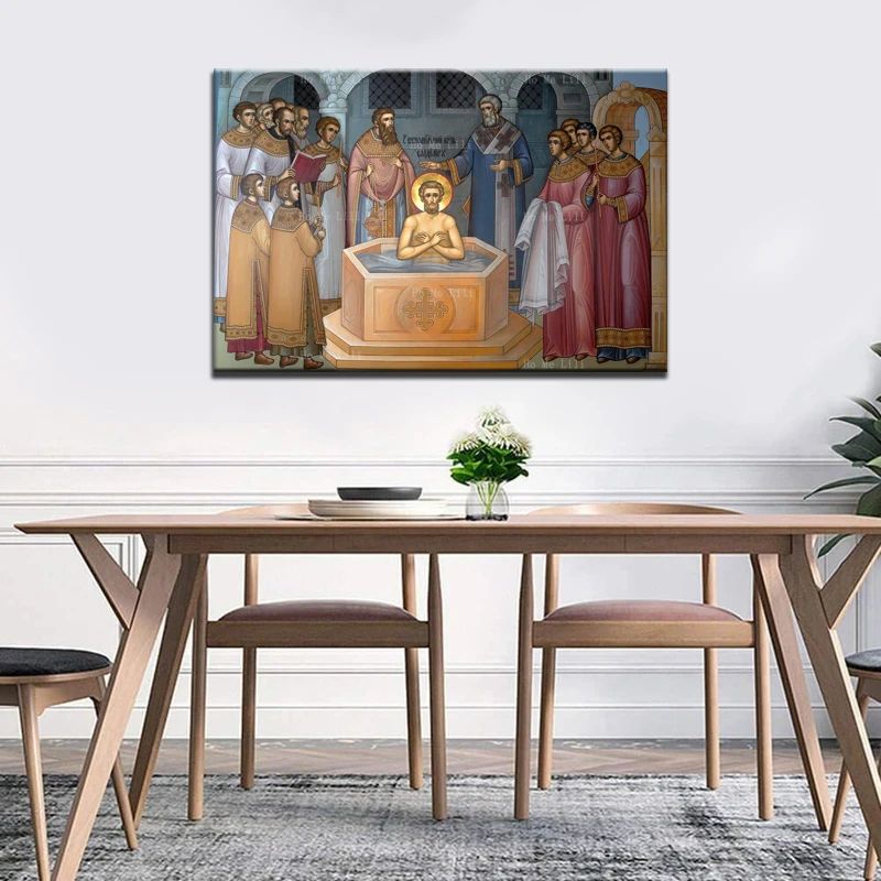 Baptism Of Grand Prince Vladimir Holy New Martyr Nicholas The First Ecumenical Council Of Nicaea Canvas Wall Art By Ho Me Lili