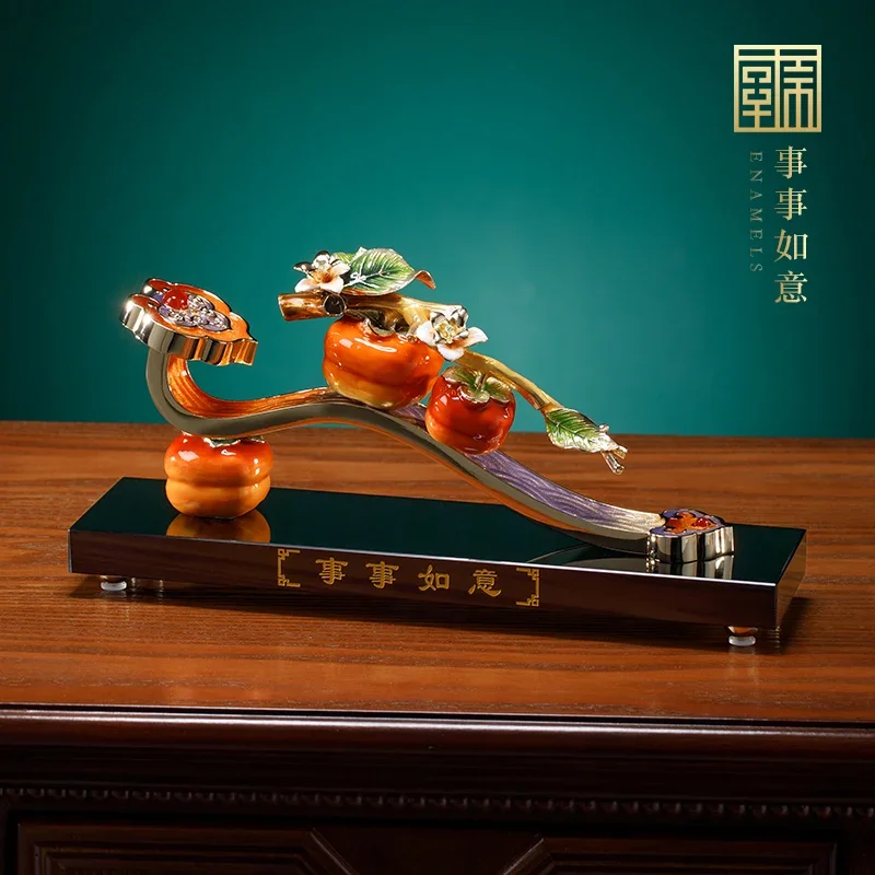 Everything persimmon Ruyi enamel color new Chinese-style living room ornament moving gift housewarming gifts