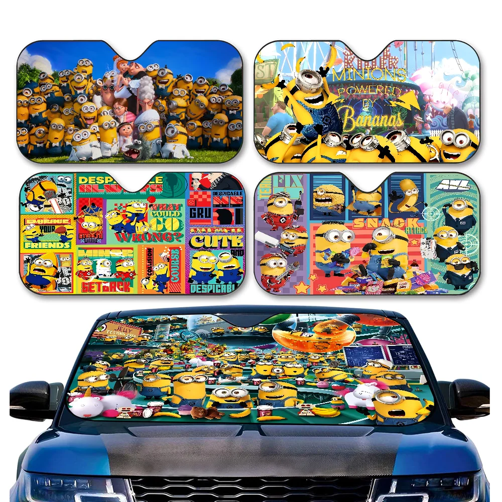Cartoon M-Minions Windshield Sunshade Anime Cute Car Front Windshield 70x130cm Sun Visor Heat Reflector