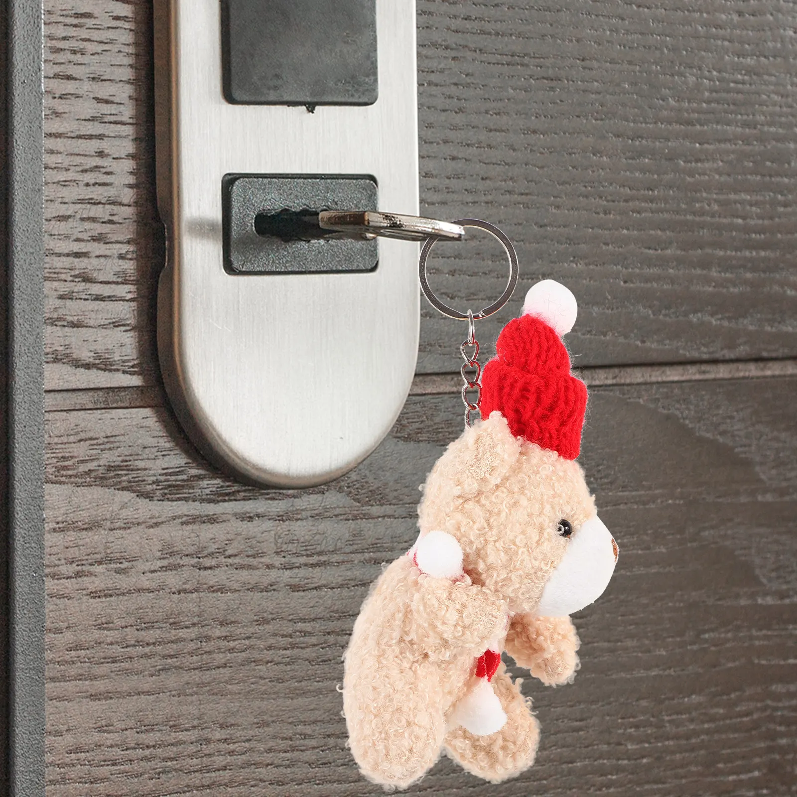 

2Pcs Christmas Hat Bear Keychain Pendant Cute Decorative Bag Charm Handbag Backpack Purse Keyring Xmas Gift Accessory