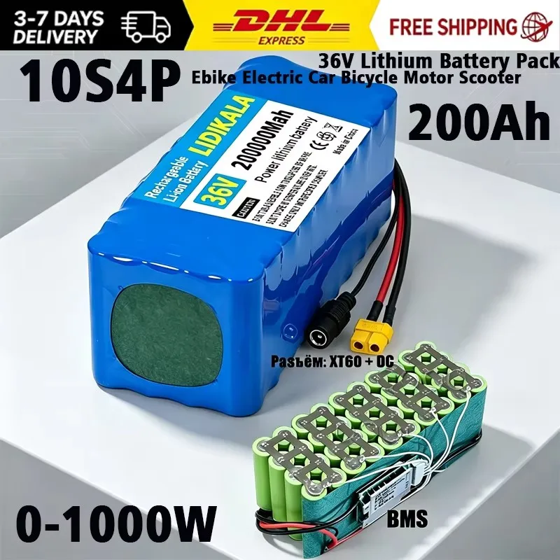 36V 200Ah 18650 10S4P Wiederaufladbare Lithium-Batterie, 1000W Hochleistungsmotor, geeignet für 42V Elektro-Erwachsenenroller-Batterie