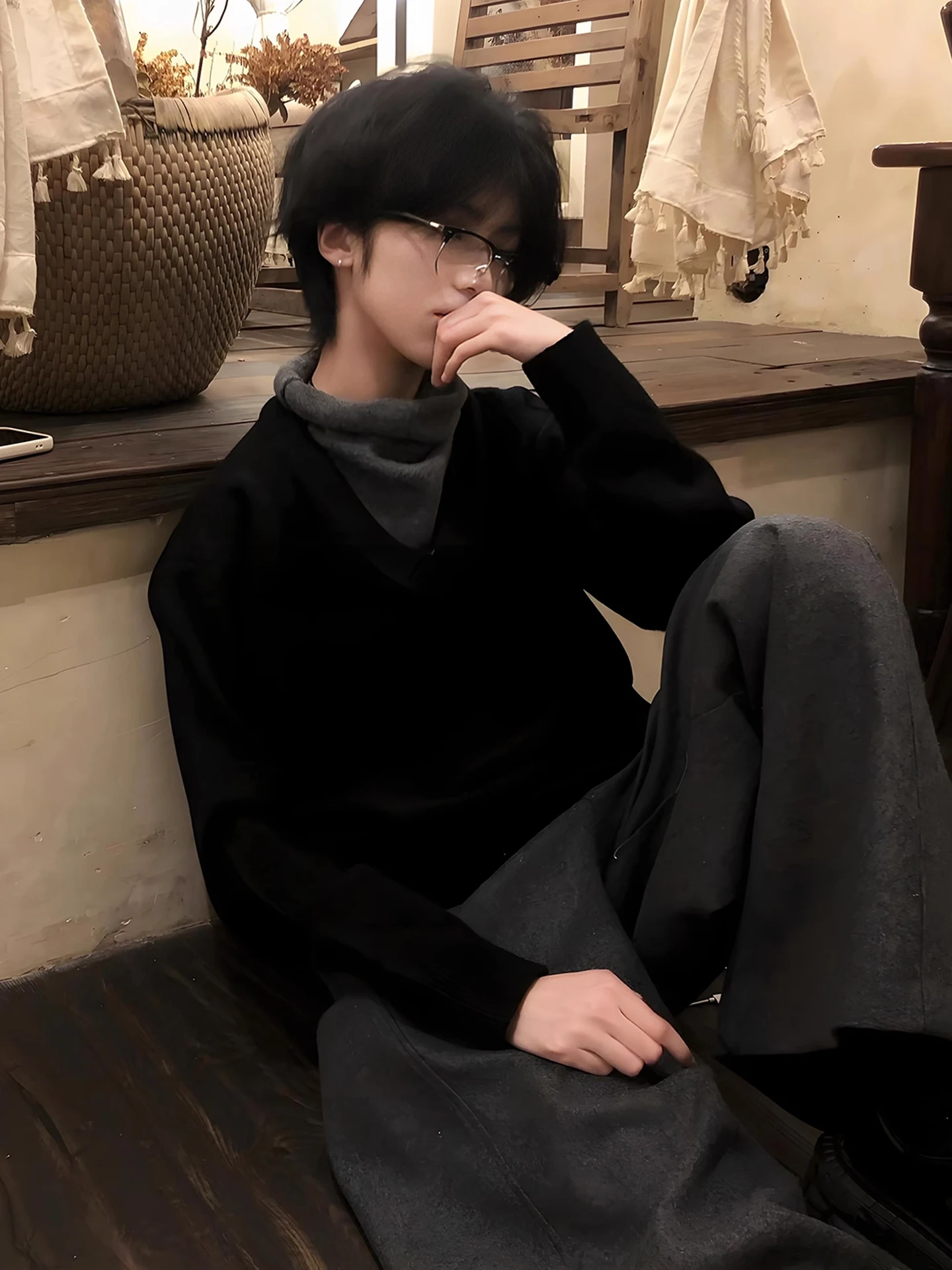 

Американский трикотаж с высоким воротником для мужчин и женщин, осень-зима, ленивый базовый слой, повседневный универсальный длинный свек, полиэфирное волокно