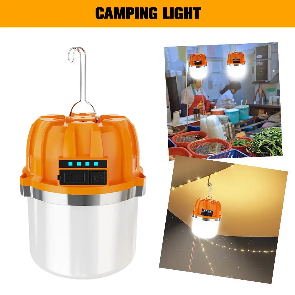 

Powerful USB Rechargeable LED Camping Lights Built-in Battery Hanging Bank Camping BBQ Outdoor Emergency Power Lantern Tent X9Q2