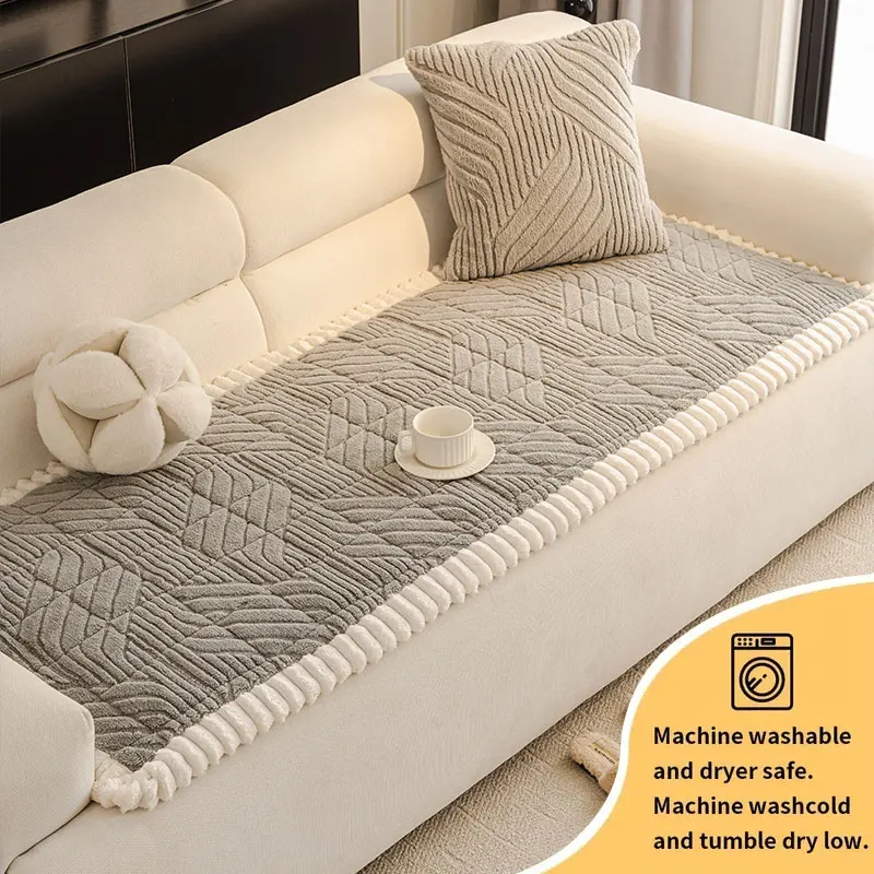 Almofada de sofá de inverno grossa para uso doméstico, sala de estar moderna e simples, almofada antiderrapante, almofada de sofá de cor sólida, 1 peça