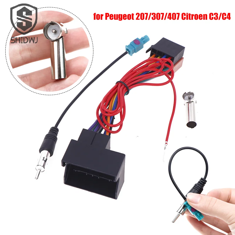 Car Stereo FM Audio ISO Wiring Harness Cable Radio Antenna Wire Adapte For 207 307 407 C3 C4 Auto DIY Accessories