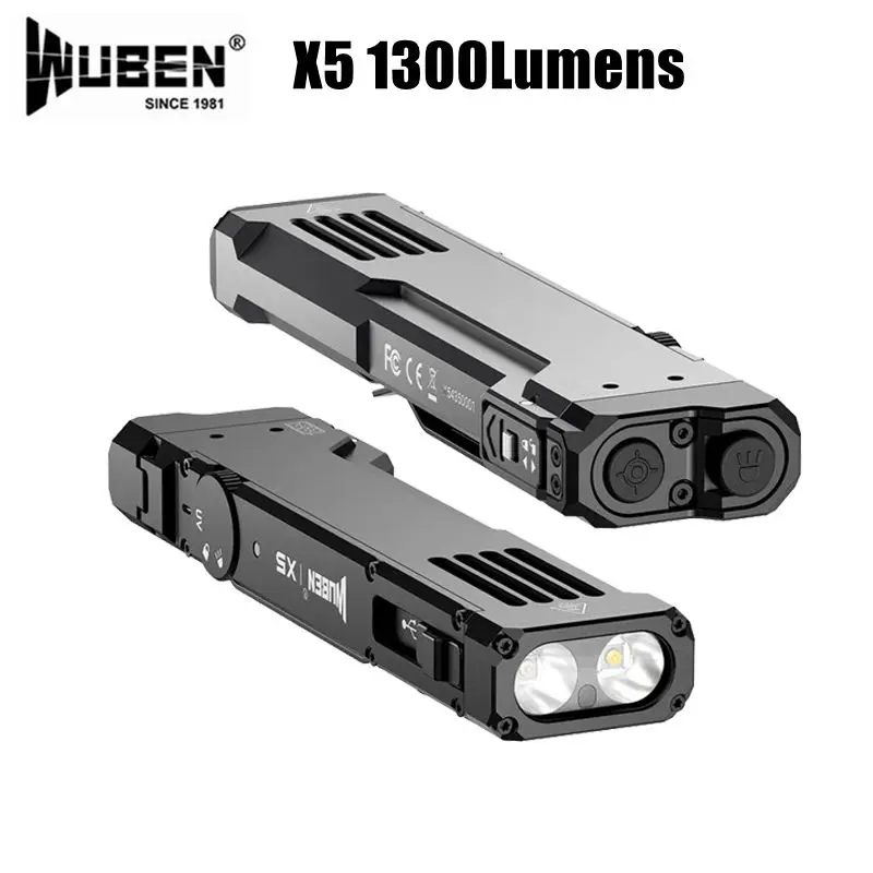 WUBEN X5 Compact EDC Flashlight 1300Lumens 3-in-1 Pocket Torch With 365nm UV And Green Laser For Daily Carry Work Travel Outdoor
