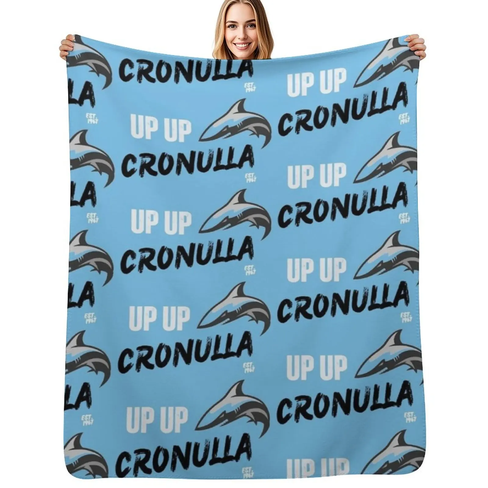 

Up Up Cronulla Sharks Rugby League Throw Blanket Durable Warm Blanket for Daily Home Use