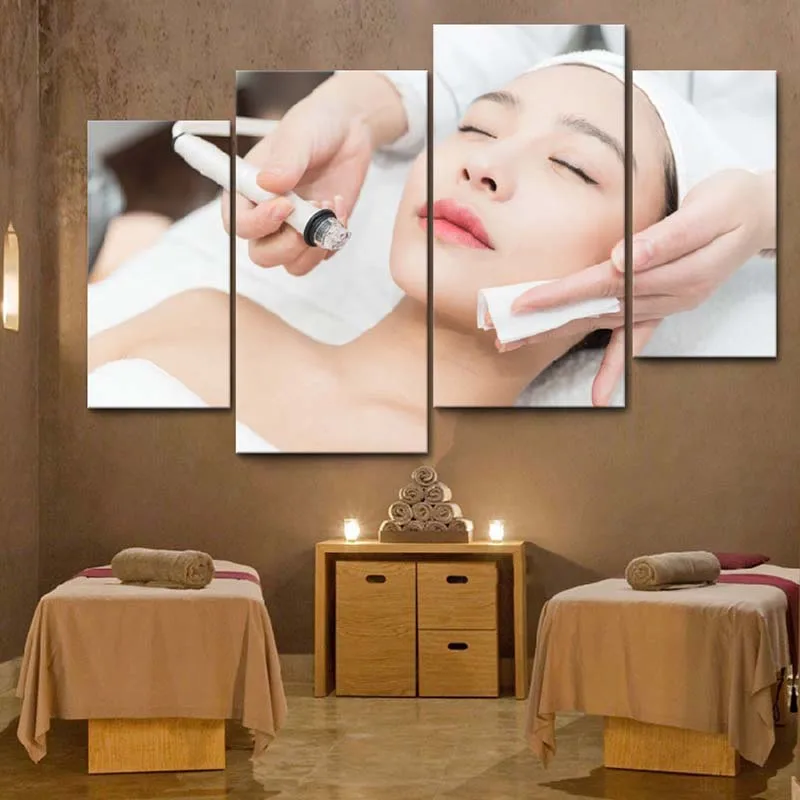 

Unframe 4Pcs Facial Mask Spa Beauty Salon Massage Body Care Hair Removal Wall Art Canvas Posters Pictures Painting Home Decor